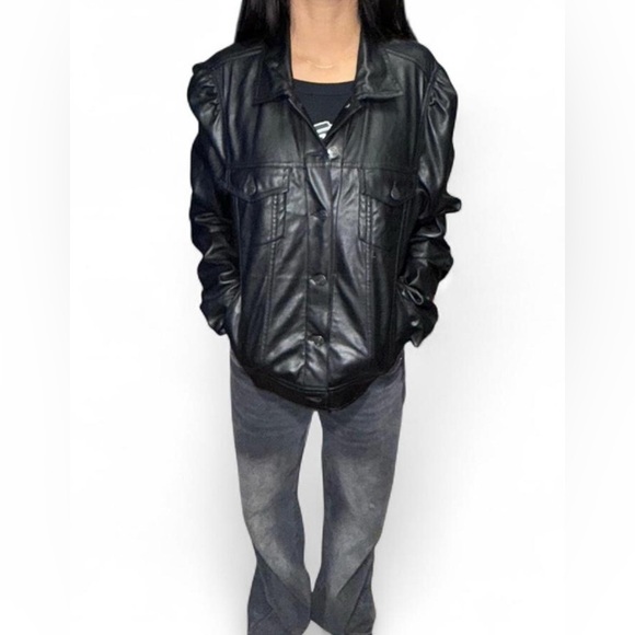 Gap Black Vegan Leather Jacket - Picture 2 of 8